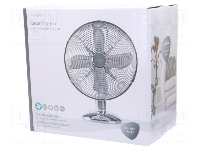 Fan: AC; Len: 1.8m; Colour: metallic chromium; Ø: 300mm; 35W