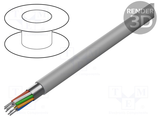 Wire; Pro-Tekt; 10x18AWG; Al foil; PVC; grey; 300V; 500m
