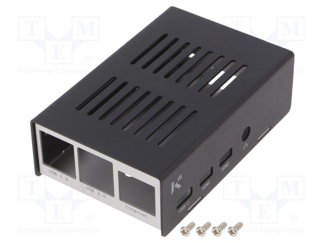 Enclosure: for computer; Raspberry Pi 4 B; aluminium; silver