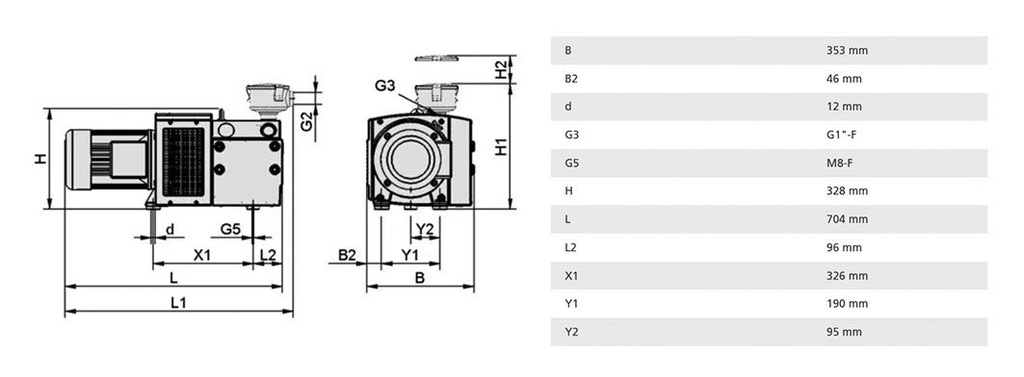 Vacuum pump; 72dBA; IP55; Suction rate @50Hz: 67m3/h; EVE-TR