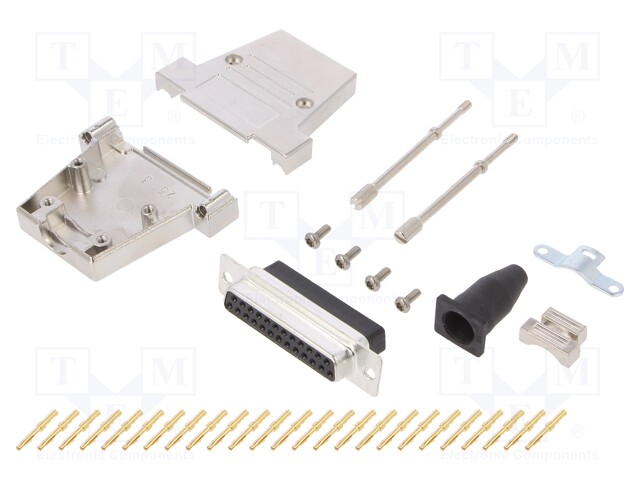 D-Sub; PIN: 25; plug; female; straight; soldering; for cable; black