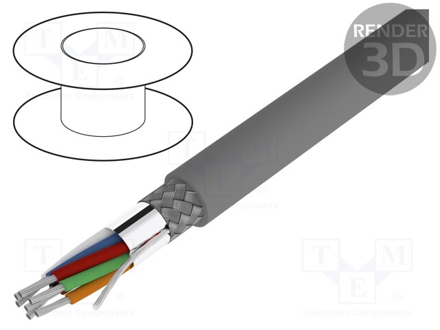 Wire; Alpha Essential C&C; 7x22AWG; PVC; dark grey; 300V; 305m