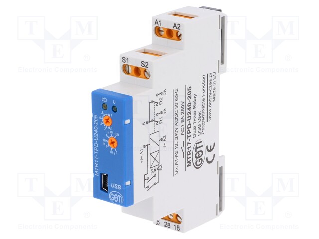 Timer; 1s÷100h; SPDT x2; 250VAC/5A; 12÷240VAC; 12÷240VDC; DIN; IP20