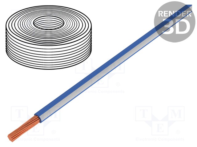 Wire; LiY; stranded; Cu; 0.25mm2; blue-white; PVC; 900V; 250m