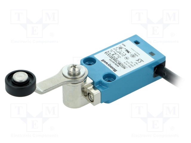 Limit switch; lever R 40mm, plastic roller Ø18mm; NO + NC; 10A