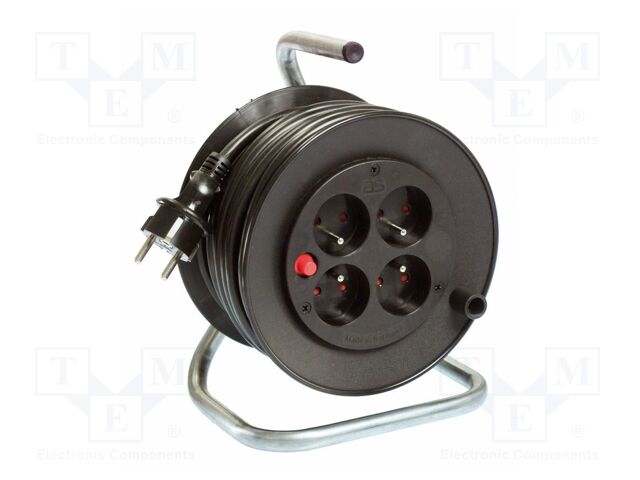 Extension lead; 3G1.5mm2; reel,with brake,rolled; Sockets: 4