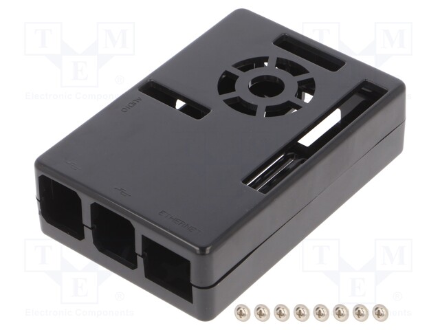 Enclosure: for computer; Raspberry Pi 4 B; ABS; black
