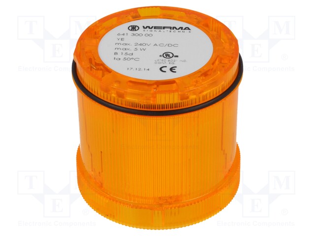 Signaller: lighting; continuous light; Colour: yellow; bulb BA15D