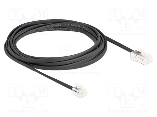 Cable: telephone; RJ11 plug,RJ45 plug; 3m; black; Insulation: PVC