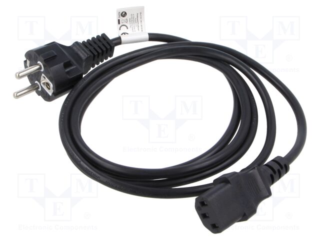 Cable; CEE 7/7 (E/F) plug,IEC C13 female; PVC; Len: 1.8m; black
