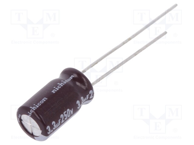 Capacitor: electrolytic; THT; 3.3uF; 250VDC; Ø6.3x11mm; ±20%
