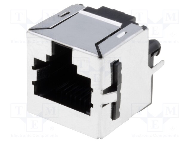 Socket; RJ45; PIN: 8; with panel stop blockade; Layout: 8p8c; THT