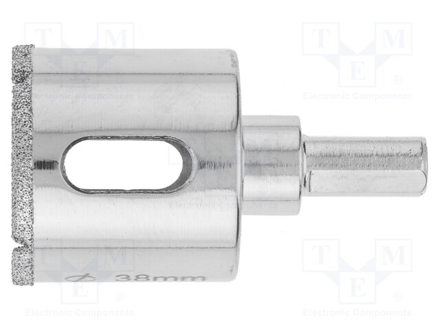 Hole saw; 38mm; Drill Bit: diamond; Holder: hexagonal