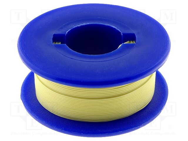 Wire; solid; OFC; 30AWG; yellow; FEP; 250V; 50m