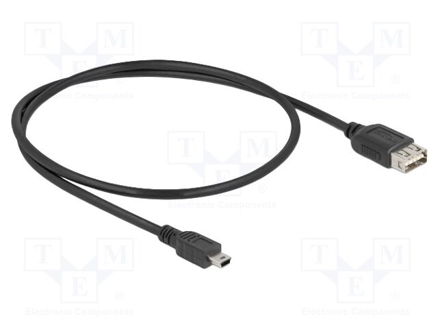 Cable; USB 2.0; USB A double sided socket,USB B mini plug; 0.5m