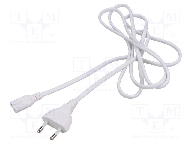 Cable; 2x0.75mm2; CEE 7/7 (E/F) plug,IEC C7 female; PVC; 1.8m