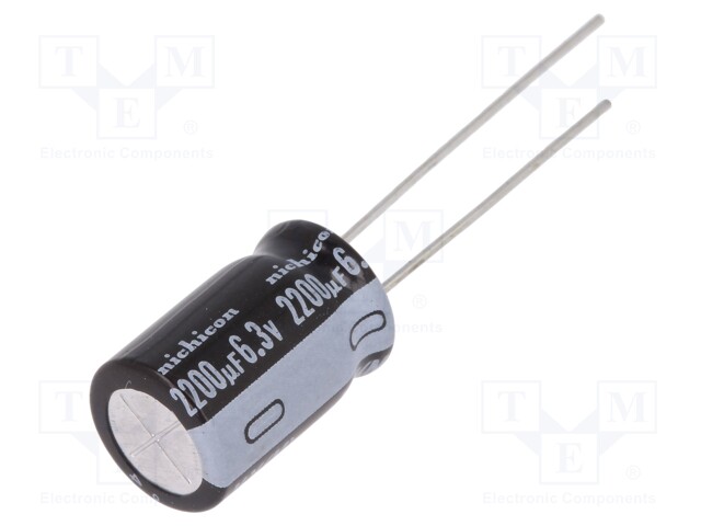 Capacitor: electrolytic; THT; 2200uF; 6.3VDC; Ø10x16mm; Pitch: 5mm
