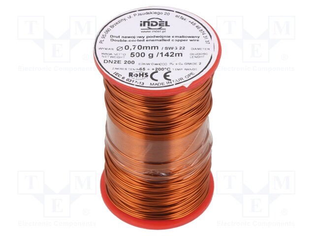 Coil wire; double coated enamelled; 0.7mm; 500g; -65÷200°C