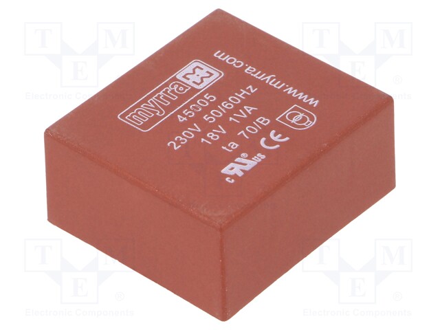 Transformer: encapsulated; 1VA; 230VAC; 18V; 56mA; Mounting: PCB