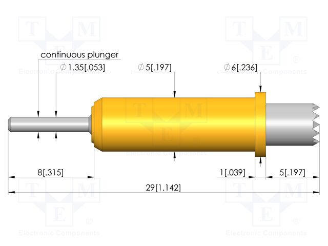 Test needle; Spring compression: 4mm; 5mm; 5A; steel; Ø: 4mm; 0.6N