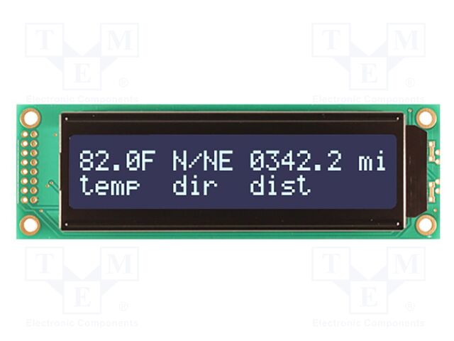 Display: LCD; FSTN Negative; 20x2; blue; 116x37mm; LED; 5V