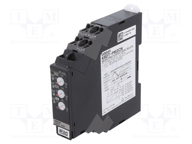 Phase Monitoring Relay, K8DT-PM Series, SPDT, DIN Rail, Screw
