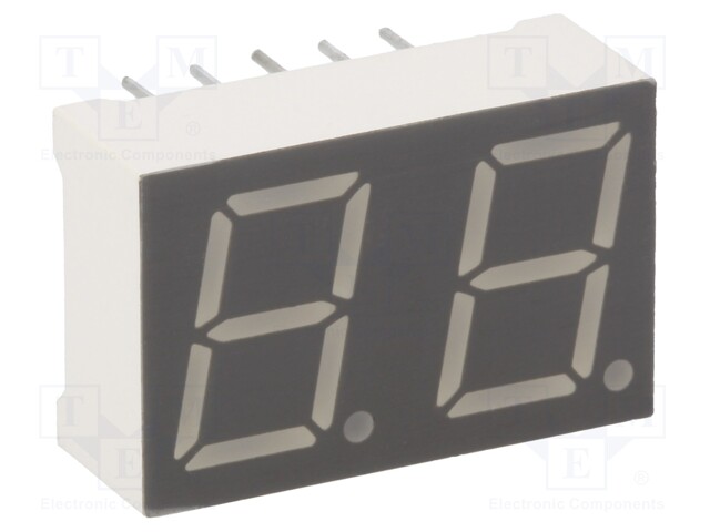 Display: LED; 7-segment; 10mm; 0.39"; No.char: 2; red; 24÷48mcd