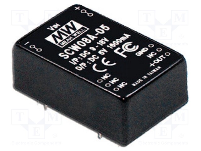 Converter: DC/DC; 8W; Uin: 9÷18V; 5VDC; Iout: 1600mA; 1,2"x0,8"; 15g