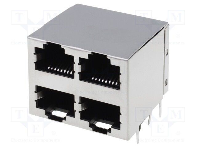 Socket; RJ45; PIN: 8; Cat: 5; shielded,quadruple; Layout: 8p8c; THT