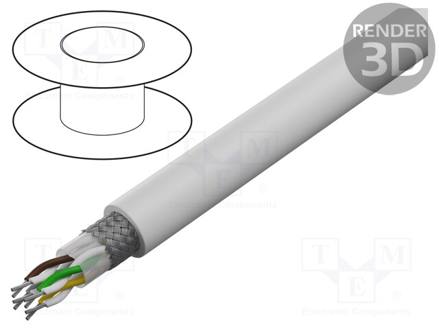 Wire: data transmission; chainflex® CFCLEAN3; 6x2x0.14mm2; white