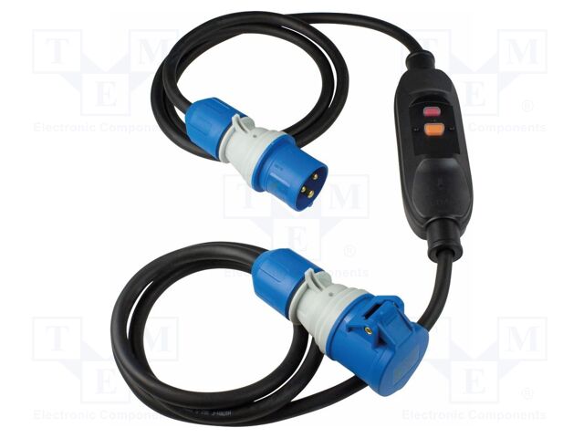 Extension lead; 3G2.5mm2; Sockets: 1; rubber; black; 3m; 16A