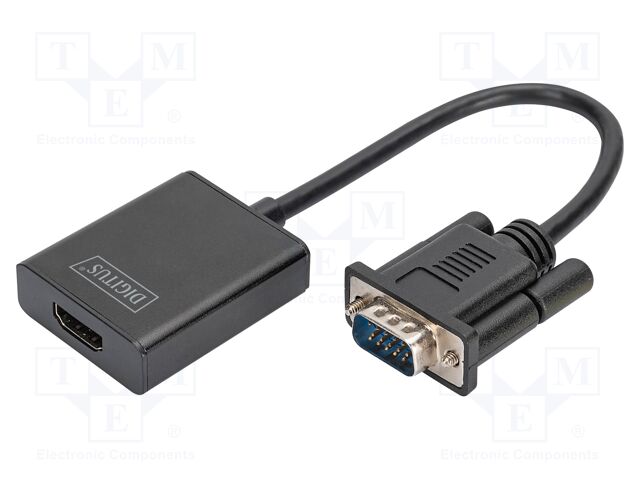 HDMI converter; HDMI socket,Jack 3.5mm socket,VGA male; black