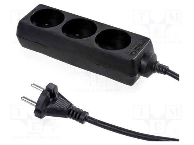 Mains; Schuko; Sockets: 3; CEE 7/5 (E) socket,CEE 7/7 (E/F) plug