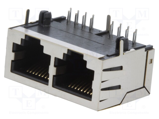 Socket; RJ45; PIN: 8; Cat: 5; Layout: 8p8c; THT; angled