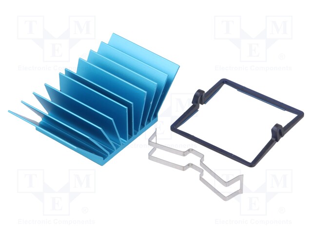 Heatsink: extruded; grilled; blue; L: 31mm; W: 31mm; H: 17.5mm