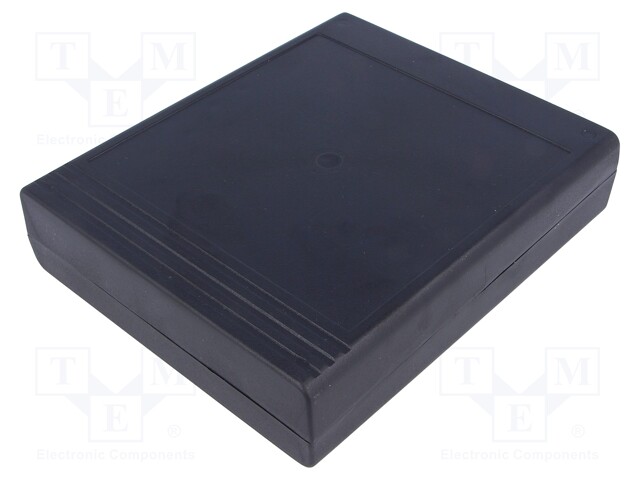 Enclosure: desktop; X: 119mm; Y: 143mm; Z: 27mm; polystyrene; black