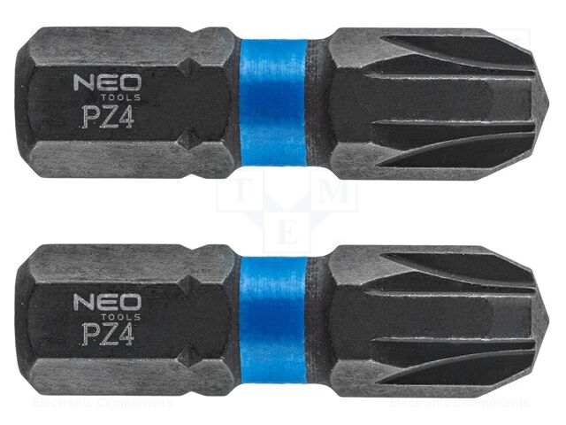 Kit: screwdriver bits; Pozidriv®; 25mm; PZ4; impact; 2pcs.