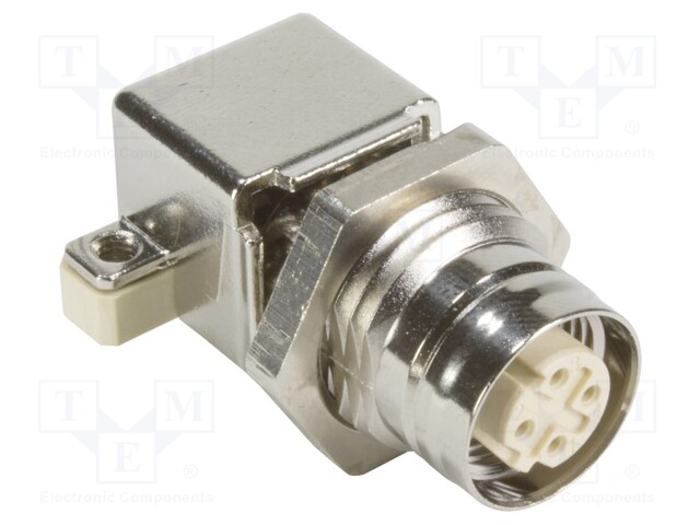 M12 PCB female D-coded angled IP20