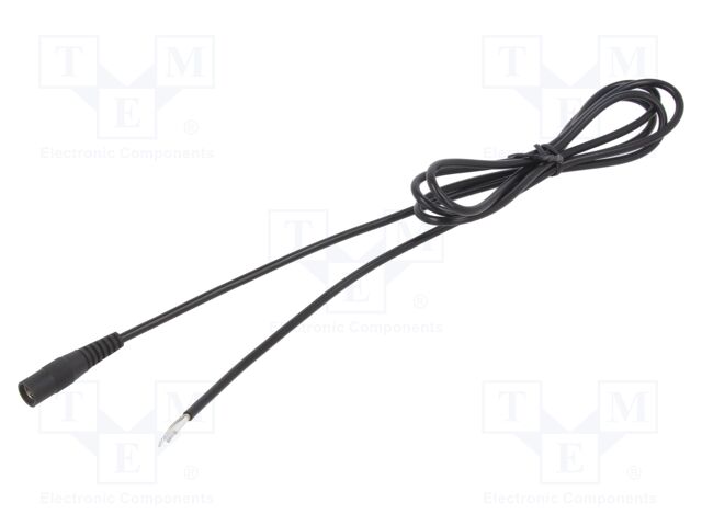 Cable; wires,DC 5,5/2,5 socket; straight; 0.75mm2; black; 5m