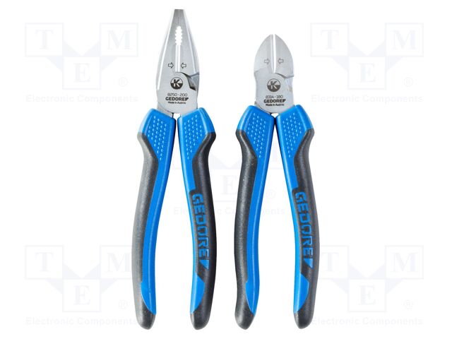 Kit: pliers; cutting,universal; two-component handle; 2pcs.