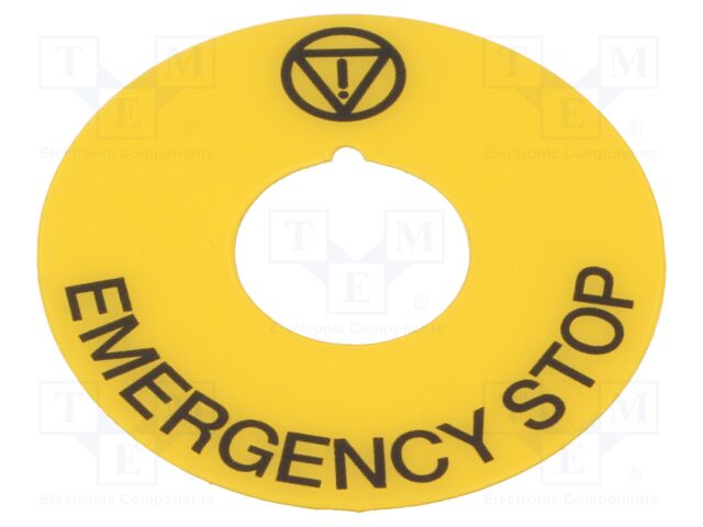 Description label; 22mm; 46; Ø22mm; yellow; for emergency button