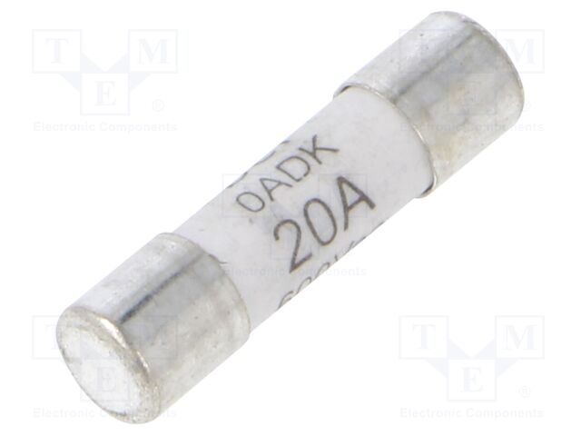 Fuse: fuse; time-lag; 20A; 500VAC; ceramic,cylindrical; 5x20mm