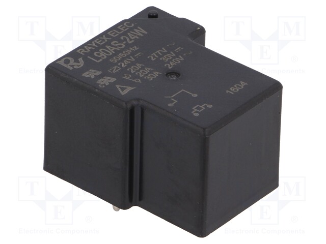 Relay: electromagnetic; SPST-NO; Ucoil: 24VDC; 30A; Series: L90