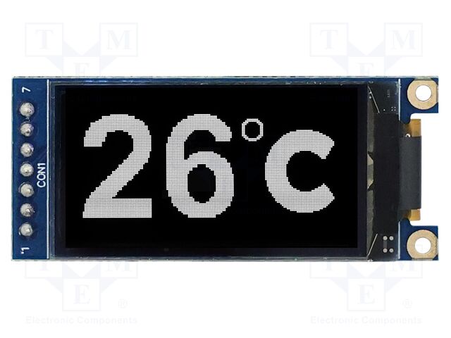 Display: OLED; graphical; 1.54"; 160x80; Dim: 53.5x23mm; white; 1x7