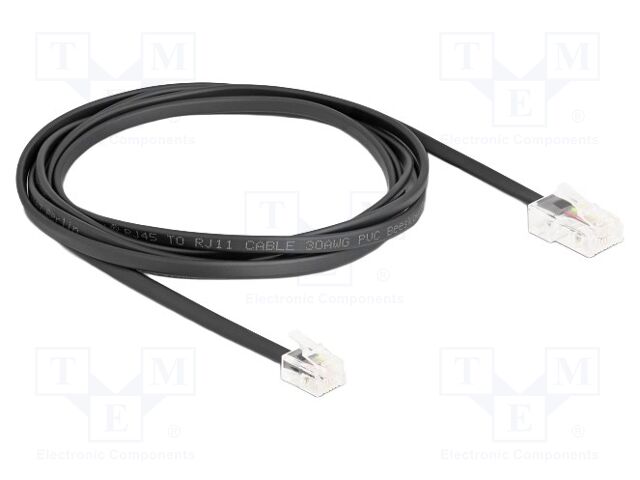 Cable: telephone; RJ11 plug,RJ45 plug; 2m; black; Insulation: PVC