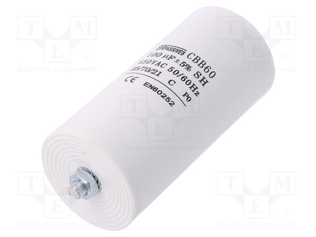 100uF; 450V; Ø60x120mm; -25÷70°C; ±5%; 3000h