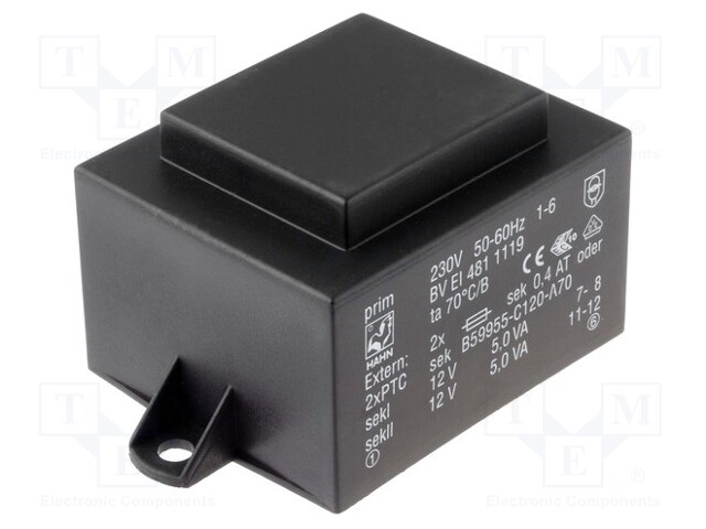 Transformer: encapsulated; 10VA; 230VAC; 18V; 556mA; Mounting: PCB