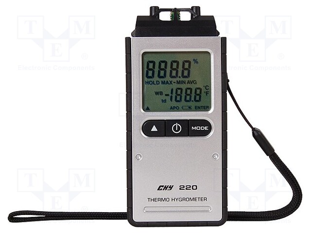 Thermo-hygrometer; LCD,with a backlit; Sampling: 1x/s; -20÷60°C