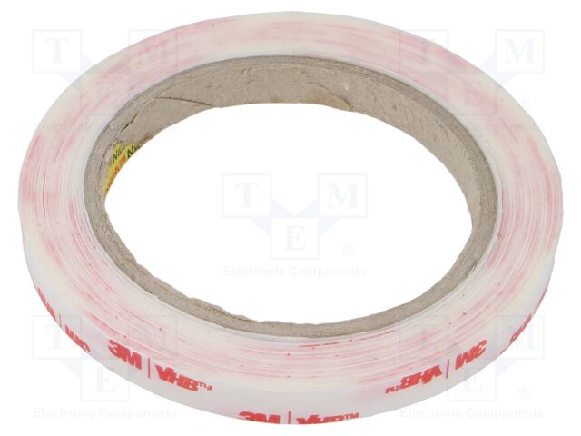 Tape: fixing; W: 9mm; L: 5.5m; Thk: 0.6mm; acrylic; white; -35÷90°C