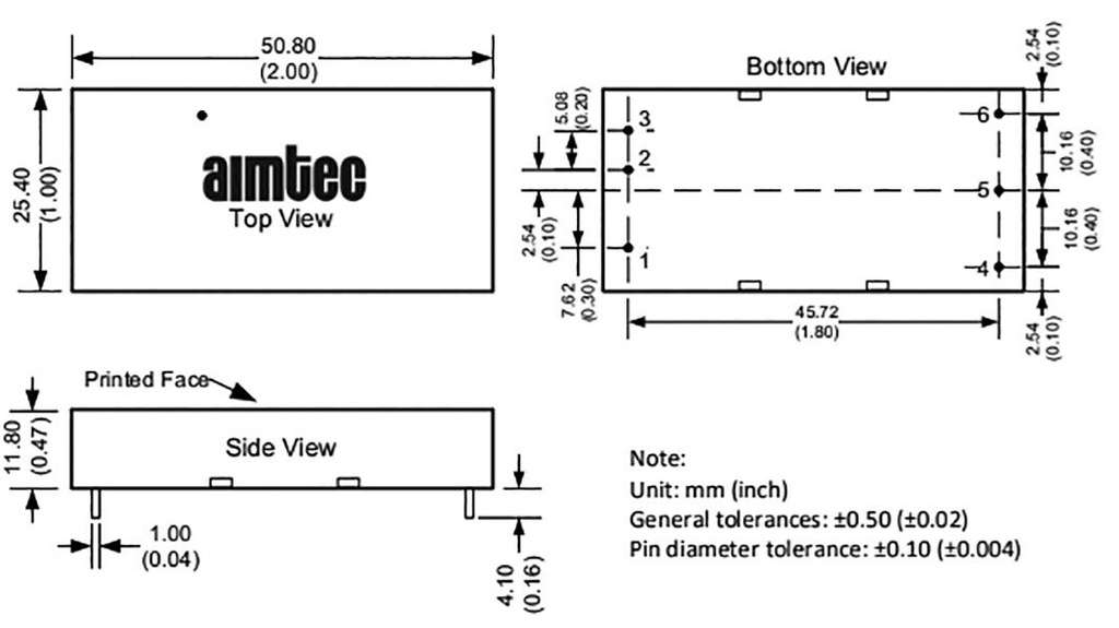 Converter: DC/DC; 50W; Uin: 18÷36V; Uout: 5VDC; Iout: 10A; 2"x1"; 39g